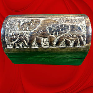 Elephant Box Real Wood Elephant Family 7.5"x 4.5" x 4.5" Jewelry Chest